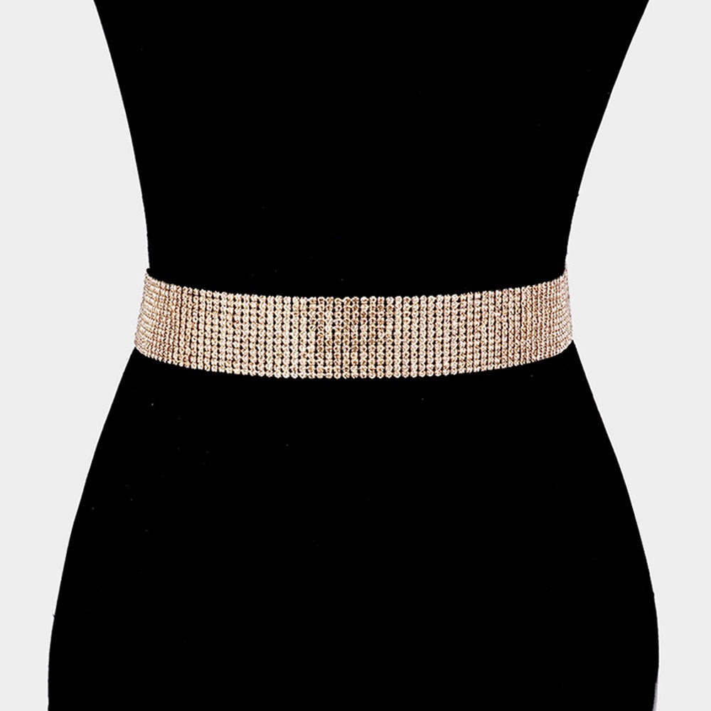 Gold Gorgeous Rhinestone Pave Statement Belt